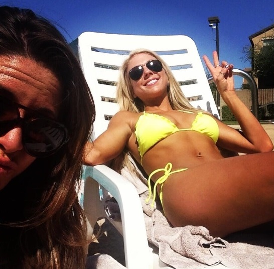 Paige Brendel and friend sunbathing